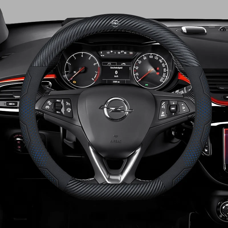 For Opel OPCline ASTRA CORSA INSIGNIA MOKKA VECTRA GTC Tigra Carbon fiber Suede Leather Car Steering Wheel Cover Accessories - view 5