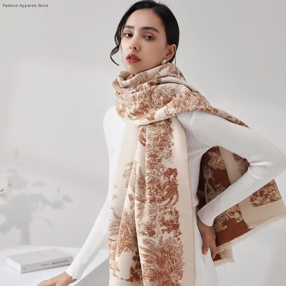 

Классический шарф с принтом в этническом стиле, большие модные зимние шарфы с кисточками, аксессуары для шарфов в богемном стиле, двусторонняя накидка на открытом воздухе