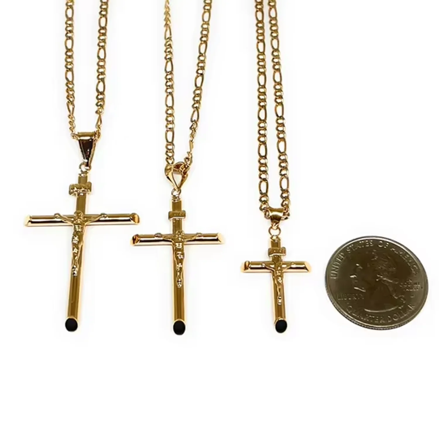 Zciti Gold Cross Crucifix Pendant Necklace for Men Women Religious Jesus Stainless Steel Catholic Christian Faith Jewelry Gift