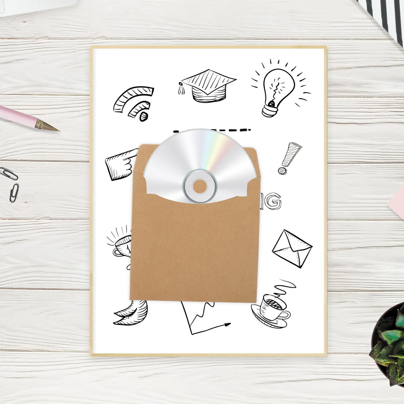 20Pcs Kraft Paper Cd Dvd Sleeves 4 Colors for Organization DIY Labeling Scratch Protection Portable Media Storage Home Office