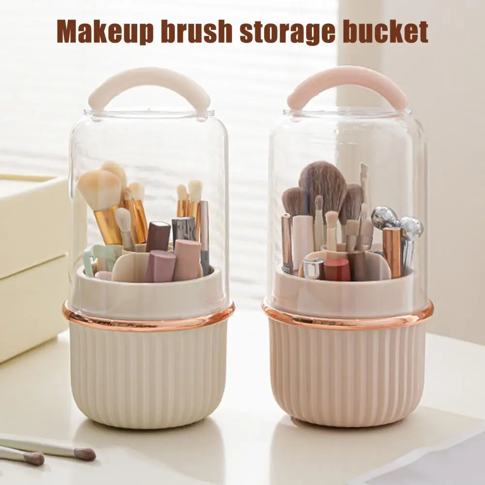 Makeup Brush Organizer 360 Degree Rotating Makeup Brush Holder with Transparent Cover for Easy Access Organizer for Makeup