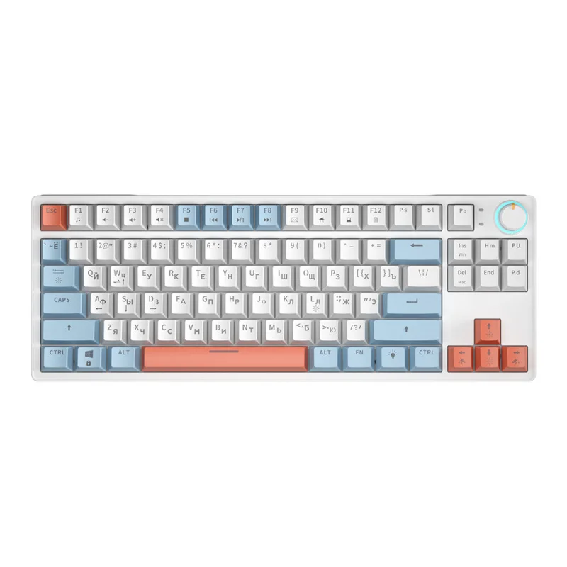 

ZA87 Three-Mode 2.4G Wireless Bluetooth Mechanical Russian Wired Yellow Switch Gaming Keyboard