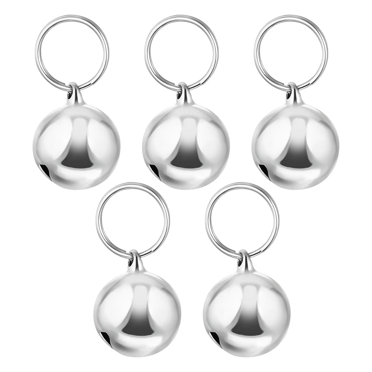 POPETPOP 5PCS 18mm Pendant Bells Christmas Bells Pet Accessories Cat Dog Bells Birds Wildlife Decoration Silver