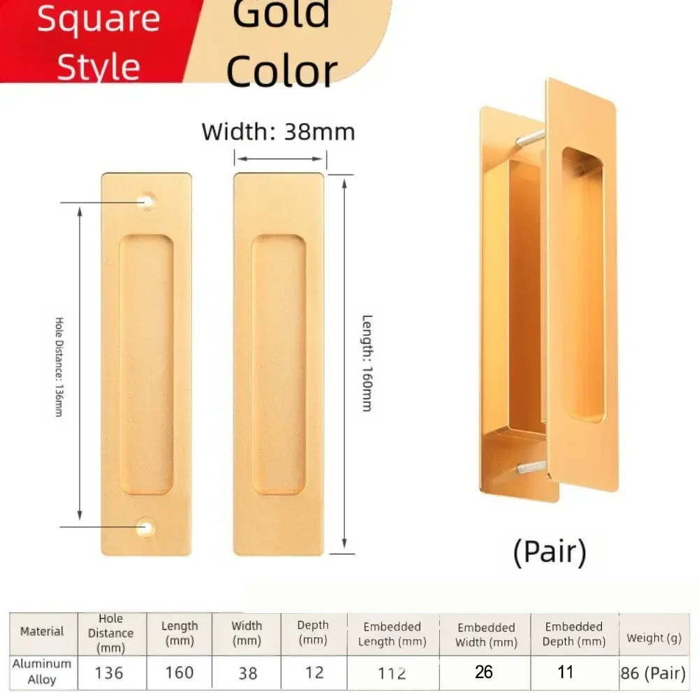 

Комплект встроенных раздвижных дверных ручек с прорезями для шкафов, шкафов и мебели, устойчивый к ржавчине из алюминиевого сплава, не требующий инструментов