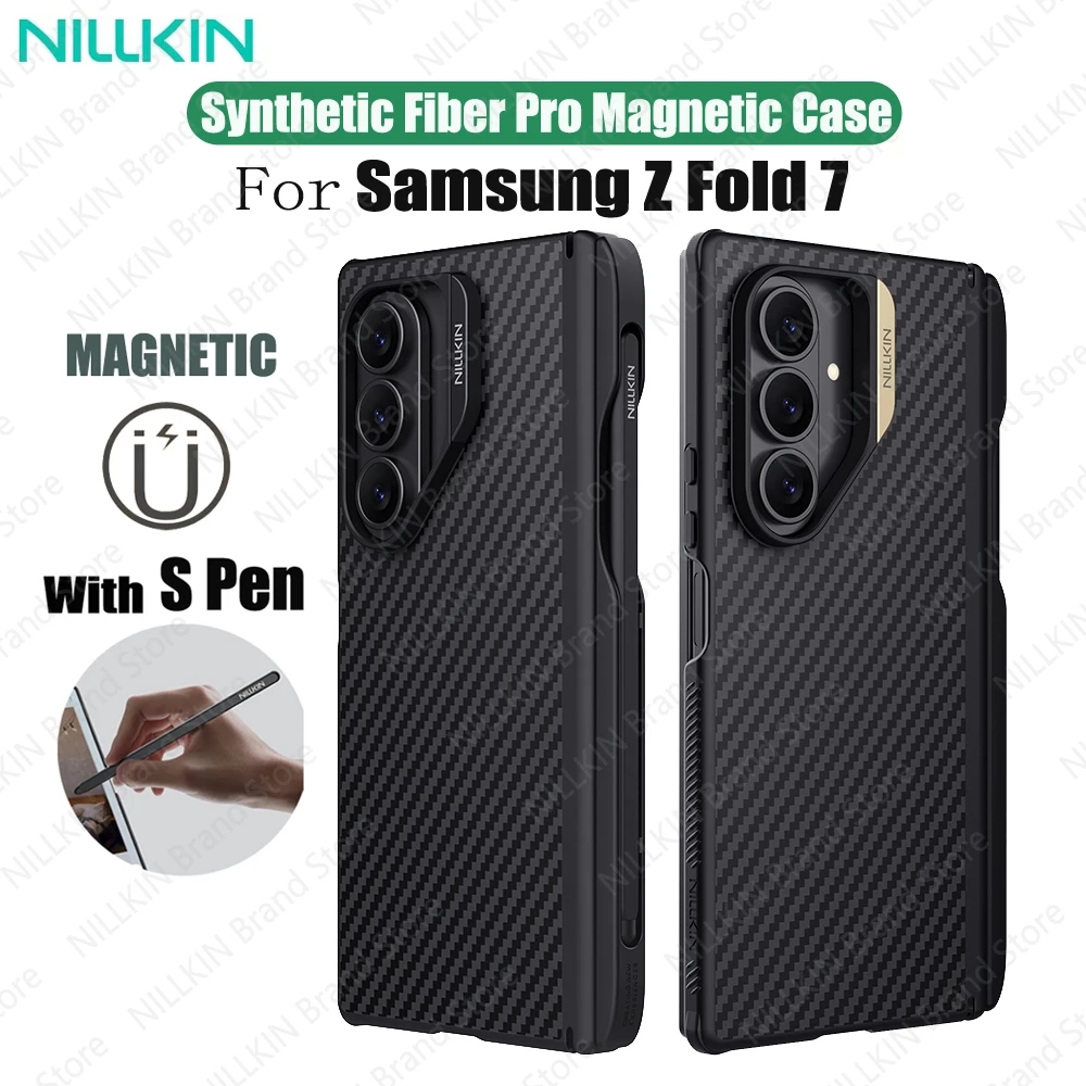 

NILLKIN For Samsung Galaxy Z Fold7 MagSafe Case Aramid Fiber Weave Anti-Fingerprint Magnetic Wireless Charging Cover With S Pen