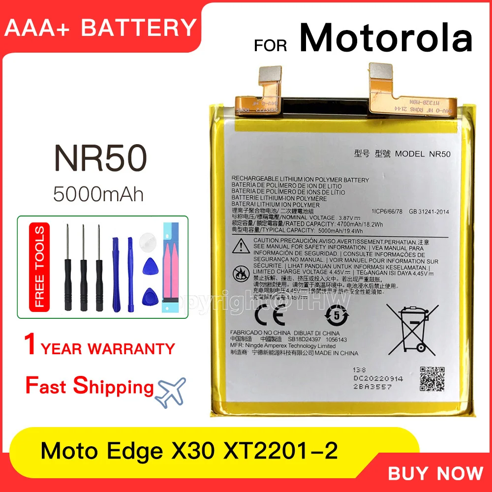 

100% genuine NR50 5000mAh Battery For Motorola Edge X30 X30 5G 2021 XT2201-2 Edge 30 Ultra Replacement Batteries Batteria