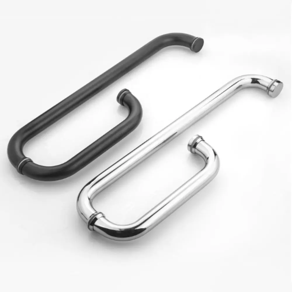 

304 Stainless Steel Shower Room Handle Bright Black Finish Copper Core Glass Door Handle Thickened Design High-End Atmosphere