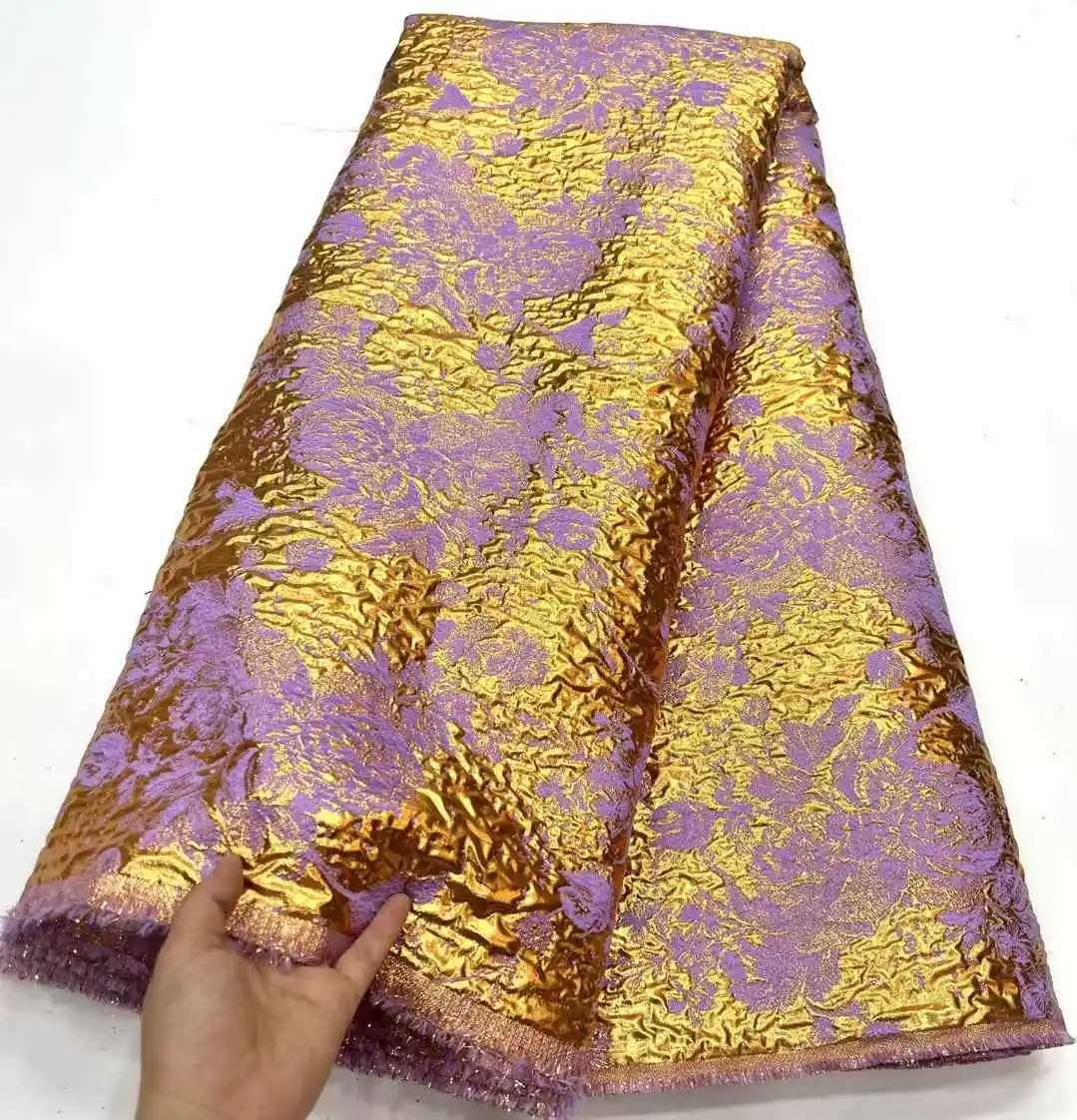 แอฟริกันภาษาฝรั่งเศสคําผ้าลูกไม้ผ้าคุณภาพสูง 2025 5 หลาGildingไนจีเรียผ้าลูกไม้Jacquard Elegantชุดสําหรับสตรี