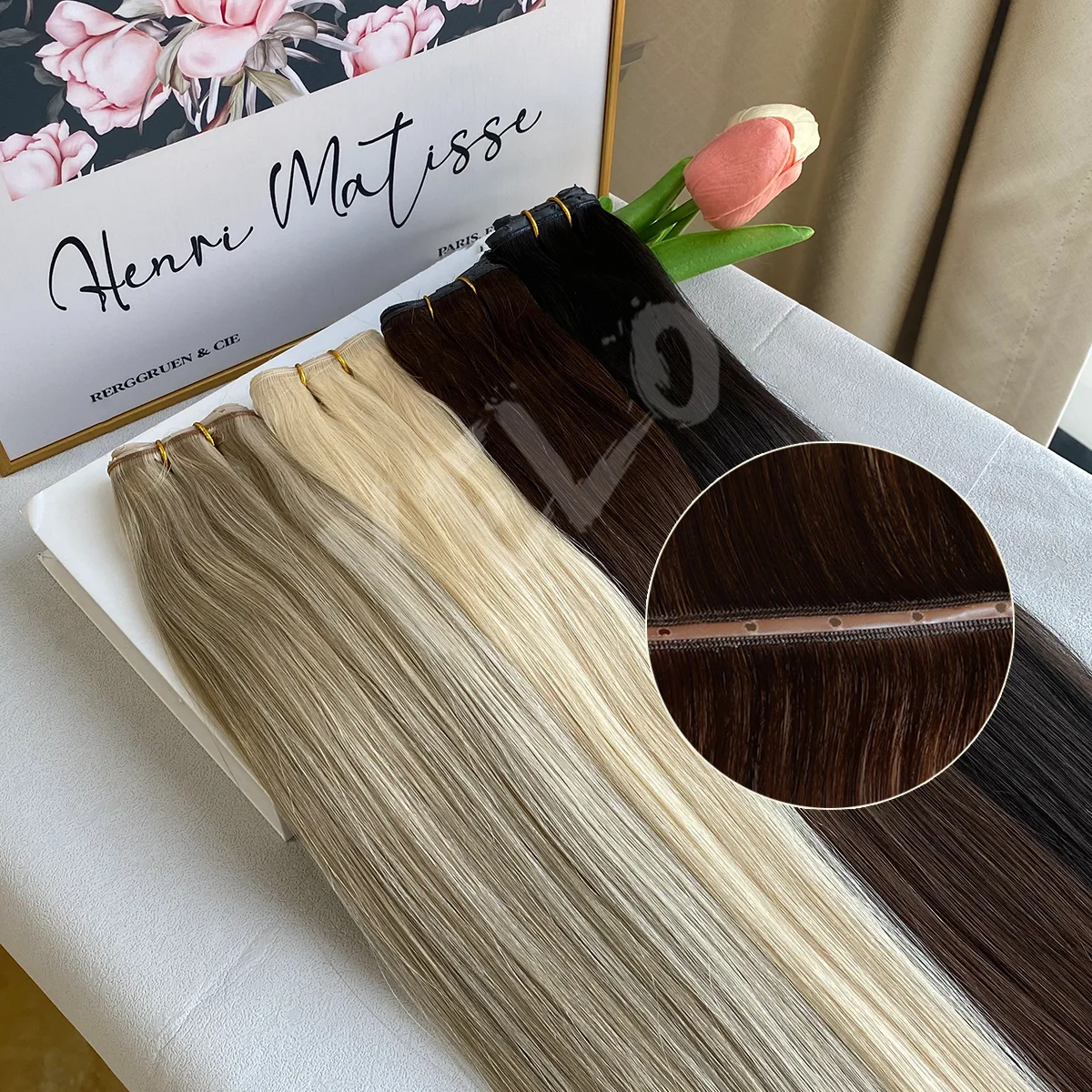 Twins Genius Butterfly XO Weft with Holes 100g/Pack Double-Sided Handied Weft No Sew 100% Virgin Human Hair Beaded Extensions