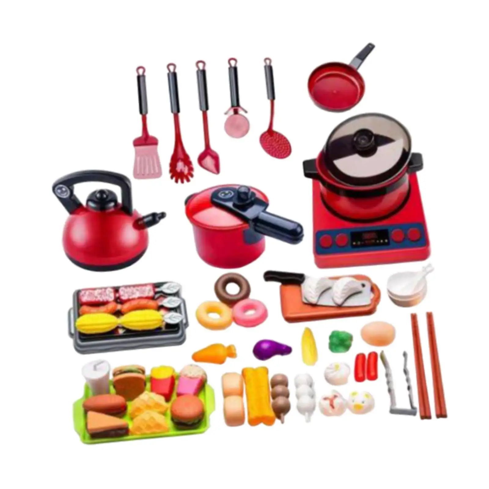 61Pcs Kitchen Play Cooking Set Play Kitchen Accessories for Kids Boys Girls