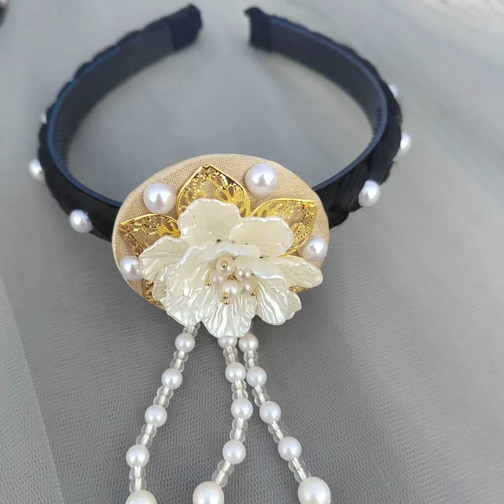 

Корейская повязка на голову Sweet Flower с жемчужными кисточками, в этническом стиле, с бисером, для танцев и выступлений, для девочек