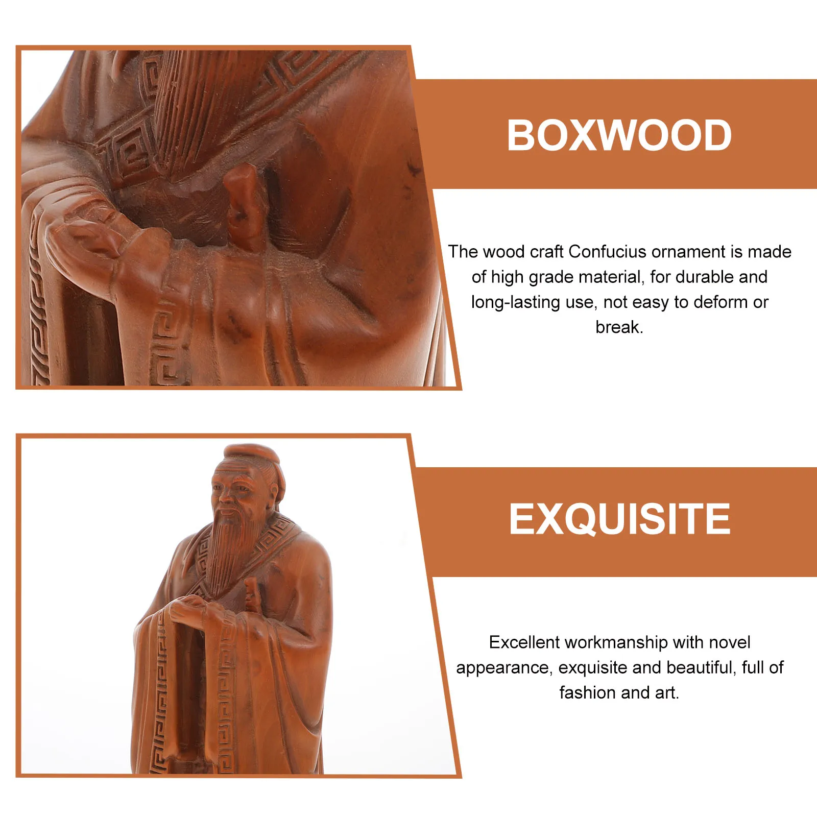 

Vintage Confucius Ornament High-Quality Wood Carving Desktop Decor For Home Office Restaurant Wooden Craft Gift