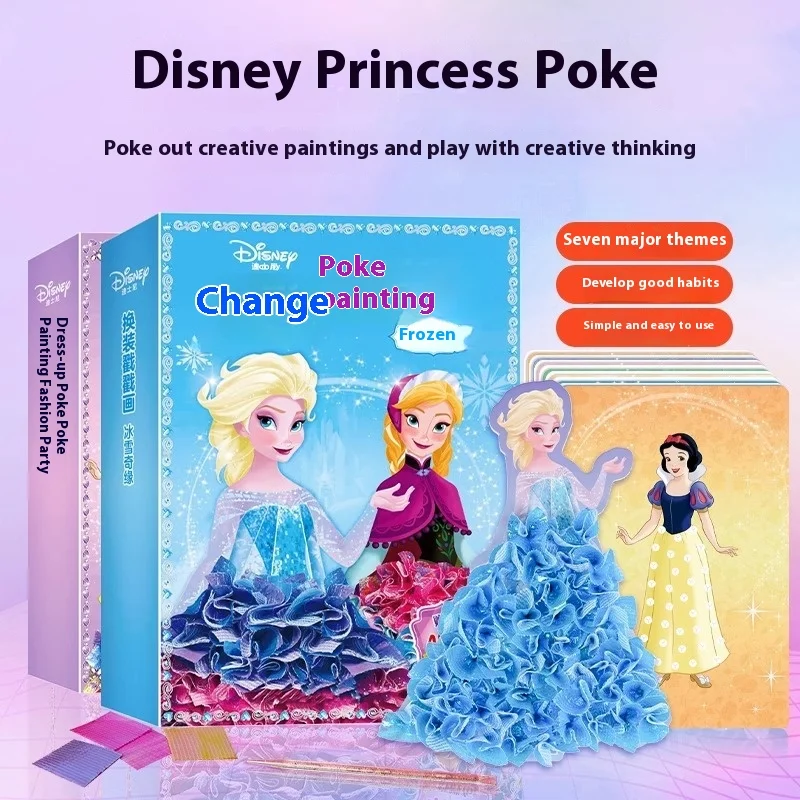 Disney Frozen Prinses Elsa Dress Up Poke Fun Handgemaakte Diy Wrijven Tekening Kinderpuzzel Handgemaakt Speelgoed