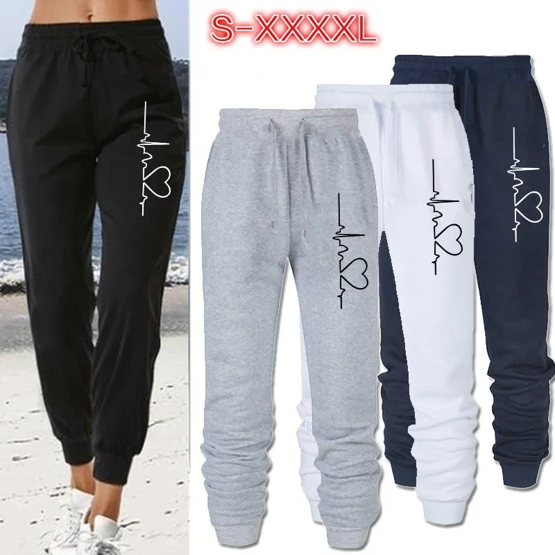 Women Sweatpants Drawstrings Running Sport Trousers Loose Elastic Waist With Pockets Athletic Gym Fitness Joggers