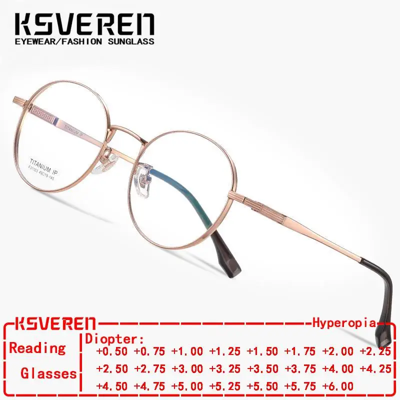 

KSVEREN Optical Eyeglasses Frames Pure Titanium Reading Glasses For Women Custom Prescription For Men Presbyopic Readers