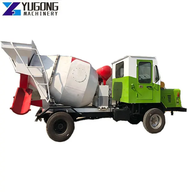 YUGONG Concrete Mixer Truck Self-Feeding Concrete Mixer Fully Automatic Cement Mixing Transport Tanker