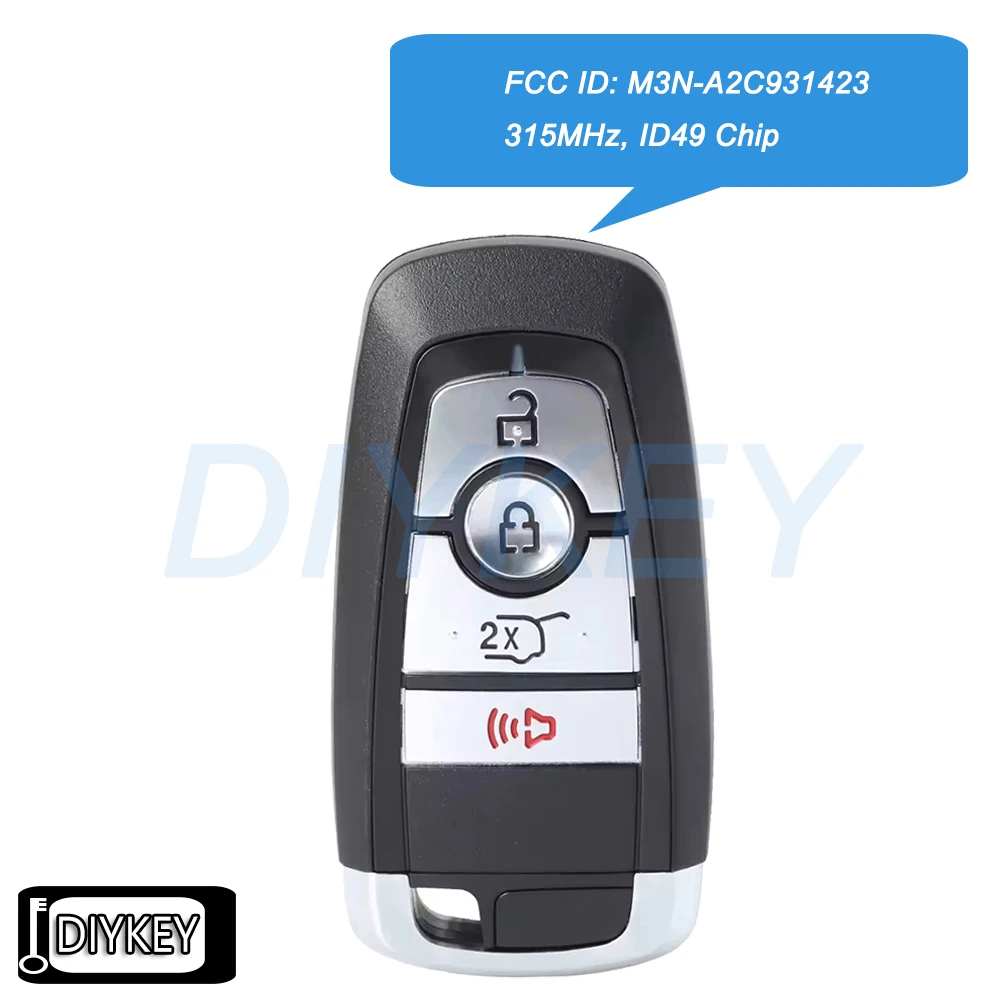 

4 Btns Smart Remote Car Key Fob 315MHz ID49 Chip for Ford Expedition Explorer Edge Bronco Mustang Mach-E M3N-A2C931423 164-R8197