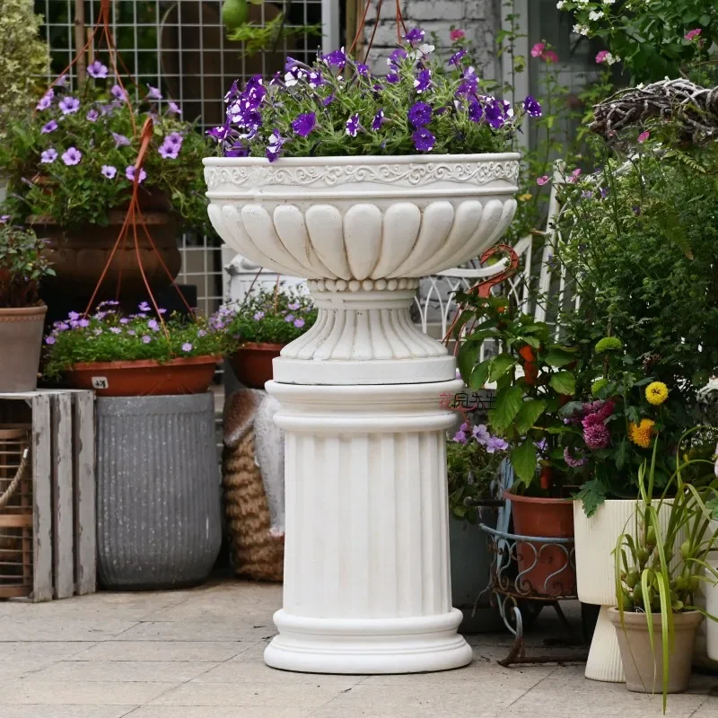 

Открытый европейский римский цветочный горшок, большой столб, основание, парк, вилла, прихожая, сад, украшение двора, свадебное дорожное руководство