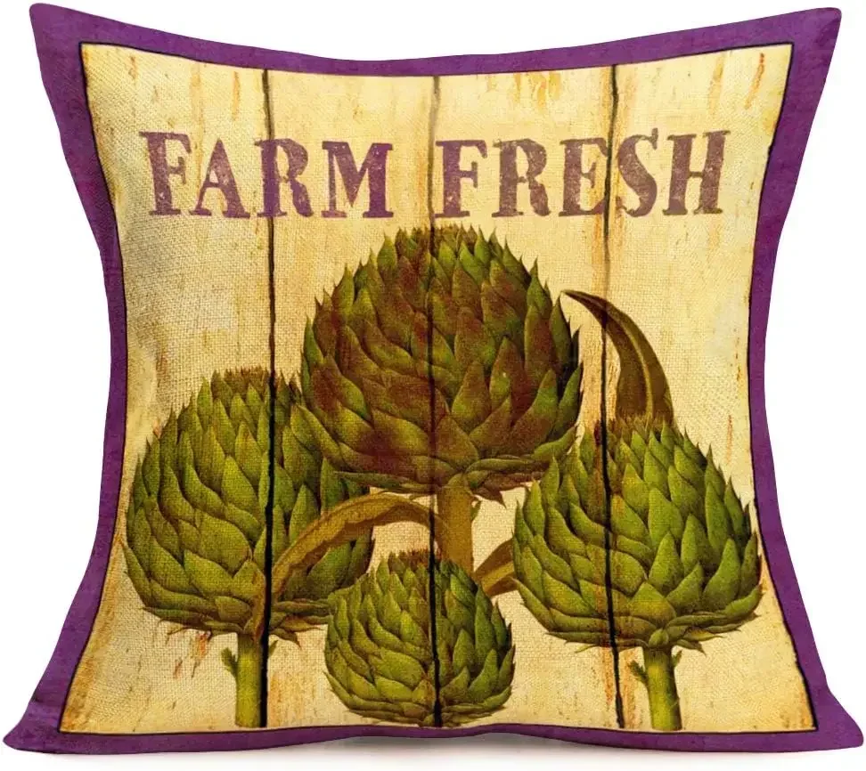 Vintage Farmhouse Decoration Pillow Cover Vegetable Corn Pattern Decorative Pillowcase Cushion Cover  45x45 pillow case