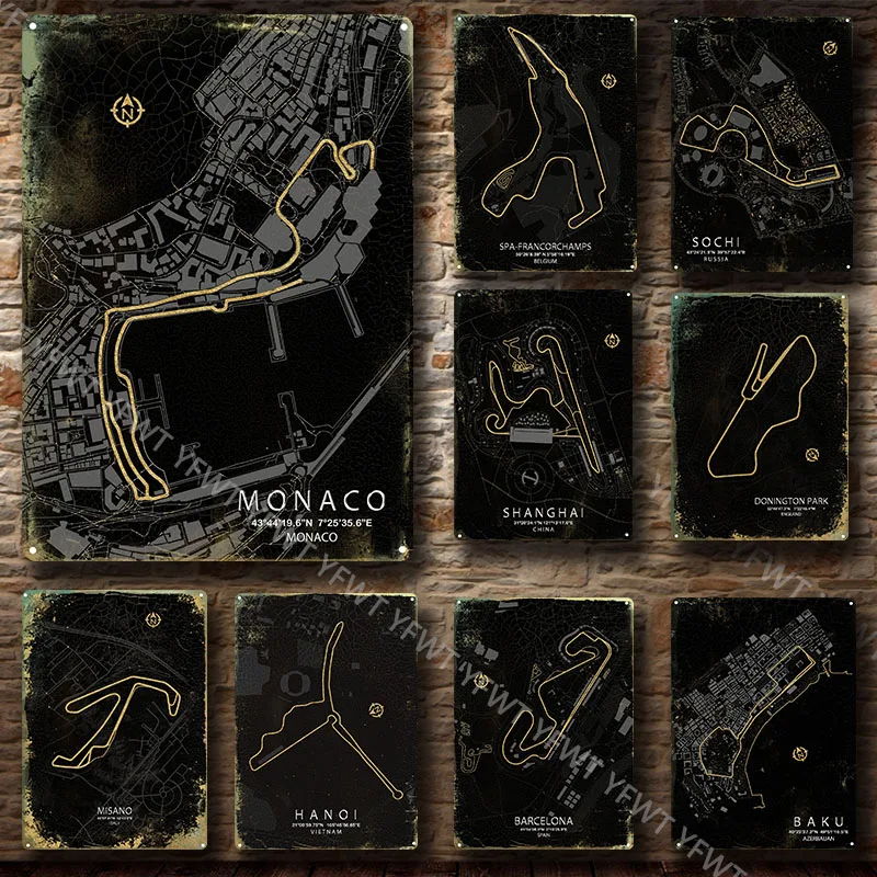 แข่งป้ายโลหะ Vintage Plaque Sercive ป้ายดีบุกตกแต่งผนังสำหรับโรงรถการแข่งขันรถแผ่นงานฝีมือโปสเตอร์ F1เกมตกแต่ง