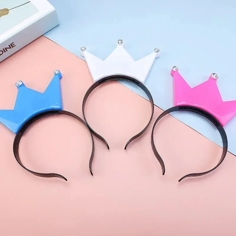 6/12pcs LED Crown Headband Light Up Crown Headbands Princess Crowns Hair Hoop Tiaras Flashing Hairband Wedding Party Supplies