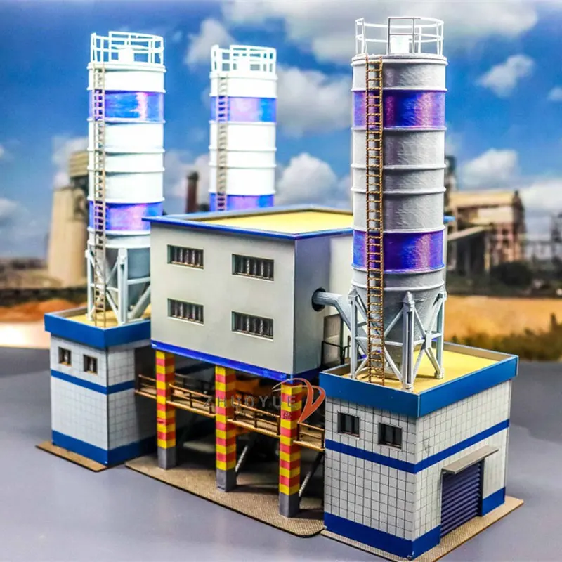 1/87 HO Scale Cement Factory Model Industrial Building Model DIY Sand Table Train Scene layout Assembled Model kit Hobby Toy