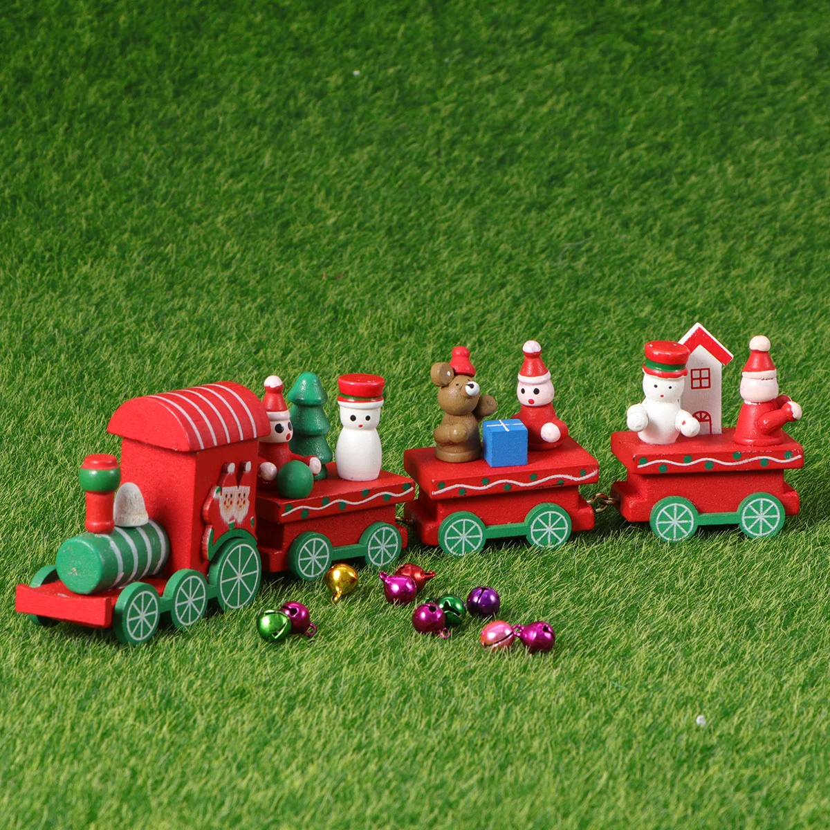 

Xmas Train Kids Toy Toys Four-section Wooden Boy Red Mini Tabletop Christmas Tree