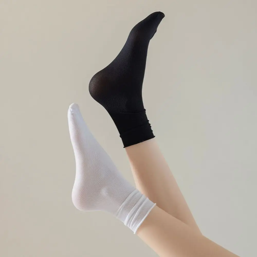 

10Pairs Pinstripe Women's Ultra-thin Socks Breathable Mid-calf JK Lolita Pile Socks Comfortable Hosiery Ice Silk Tube Socks