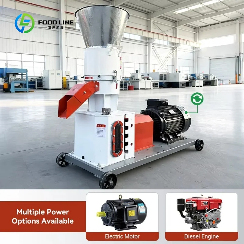 Customized Animal Feed Pellet Machine Flat Die Roller System Carbon Steel 1500-2000 Kg/h Capacity for Farm Feed Mill Stable
