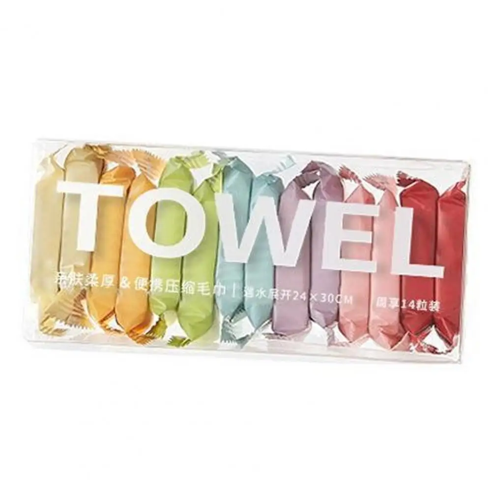 Towel Sheets Reusable Towel Tablets Soft Face Washcloths for Wet Dry Use Ideal for Camping Hiking Travel 14-pack Portable Towel