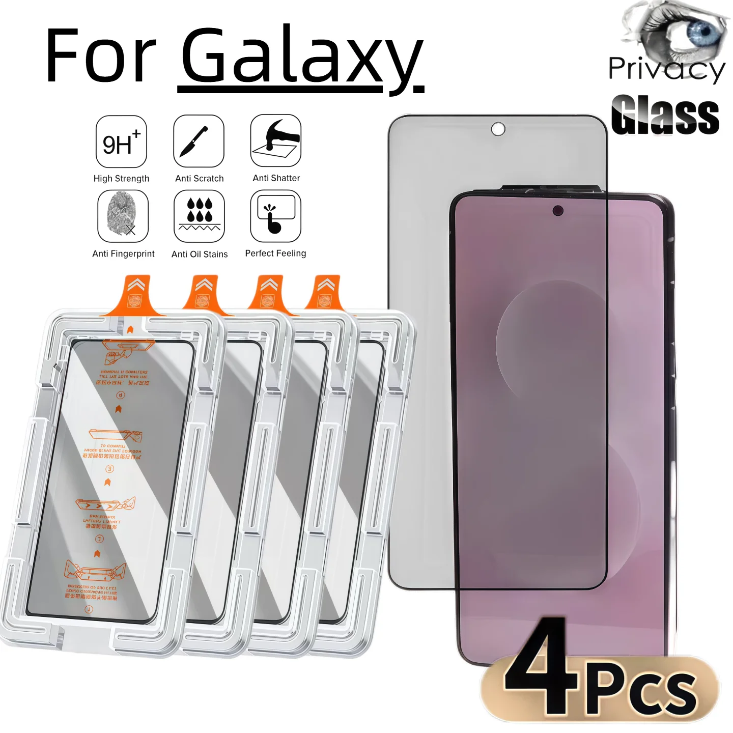 

4-Pack Privacy Screen Protector Tempered Glass for Galaxy S26 S25 S24 S23 S22 S21 Ultra A54 A55 A35 A57 A37 A56 Compatible with
