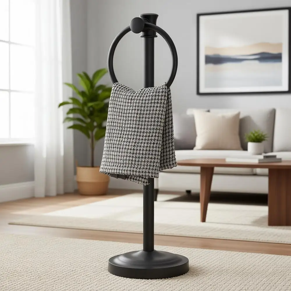 

17-дюймовая матовая черная напольная вешалка для полотенец, решение для хранения на столешницах в ванной и на кухне