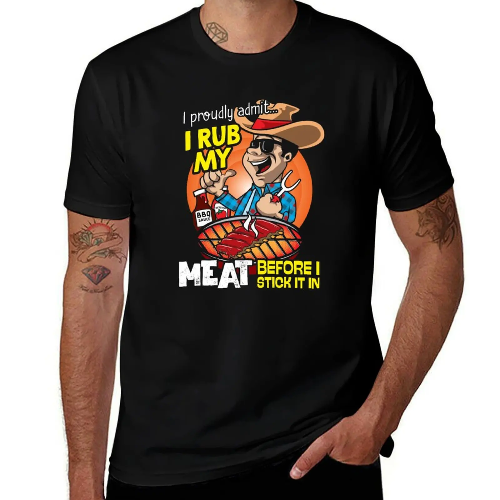 I proudly admit i rub my meat before stick it in Tshirt T-Shirt Plus Size Loose Fit T-Shirt