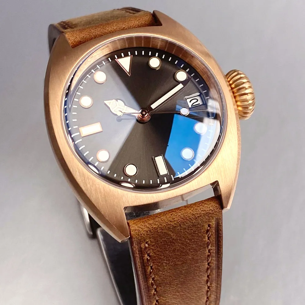 Reloj de pulsera personalizado CUSN8 de bronce Retro con burbujas de cristal de zafiro gris para buzo militar 36mm 20ATM reloj mecánico automático NH35A