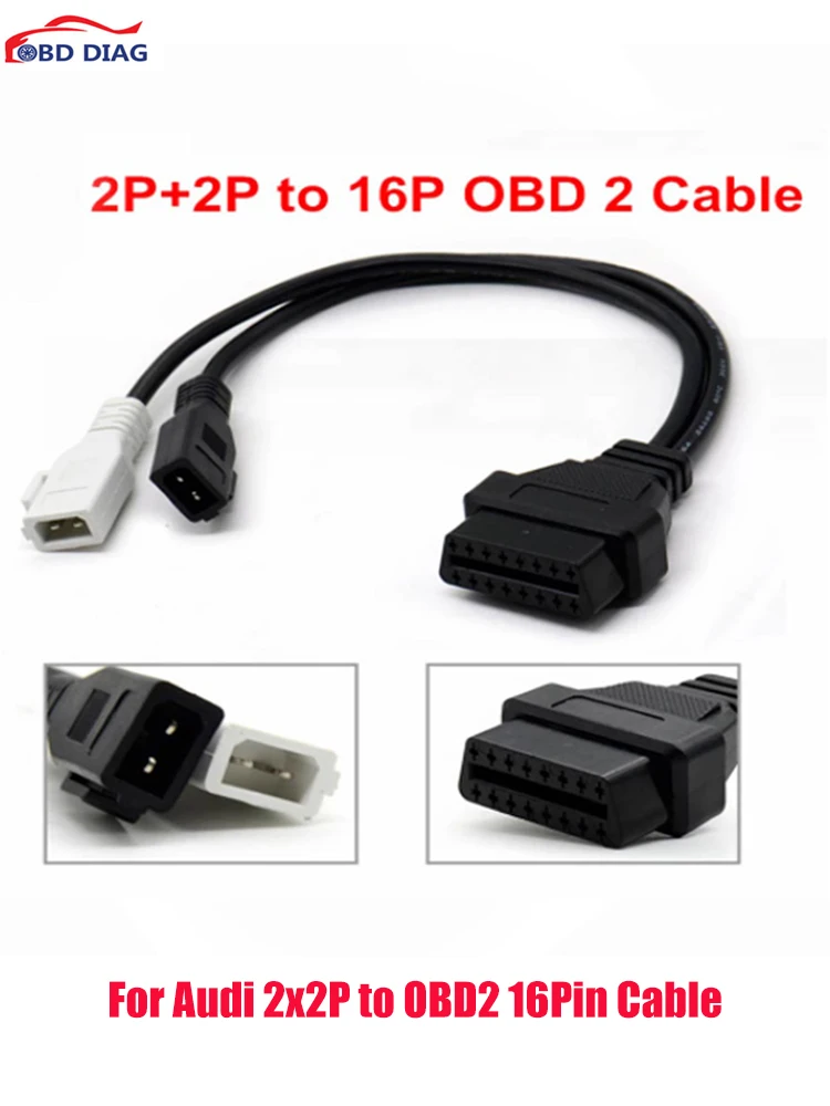 2P+2P to 16Pin OBD2 Cable VAG Adapter For AUDI 2X2 OBD1 OBD2 Car Diagnostic Cable 2P+2P to 16Pin Female Connector for VW/Skoda