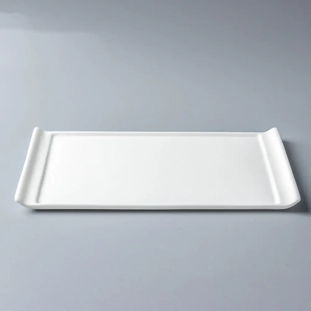 

1 шт. керамическое блюдо белого цвета, прямоугольная тарелка для суши, стейков, десертов, сервировочная тарелка для еды, кухонная посуда, портативная, легкая