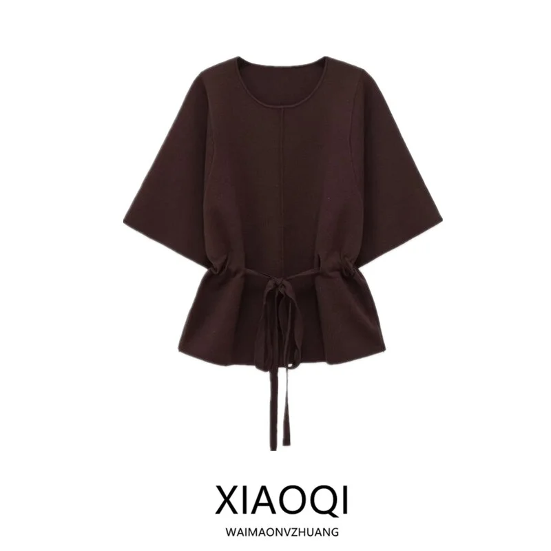 

2025 Autumn New Arrival Women's Faion Bubble Sve Knitwear Versatile Commute Design ort Sve round Ne Pullover