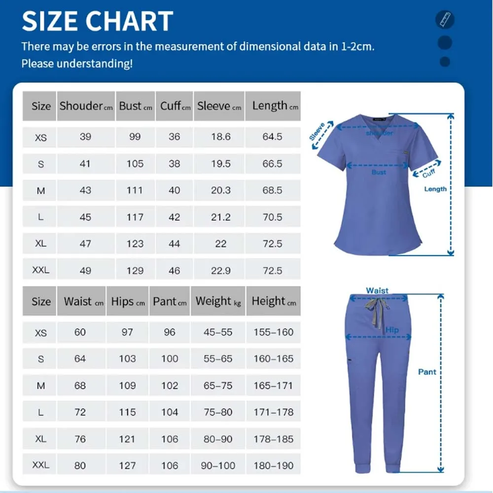 Medical Treatment Scrub Uniforms High Quality V-neck Tops Pants Scrubs Set Spa Uniforms Unisex Work Clothes Medical Suits
