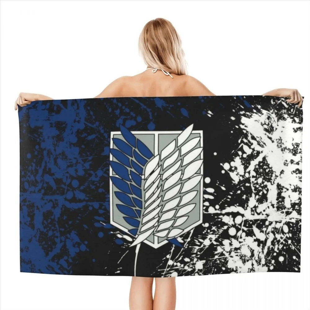 Cartoon Attack on Titan Anime Design Beach Bath Towel Kids Sand Proof Pool Water Swimming Towels Quick Dry Washcloth 70x140cm