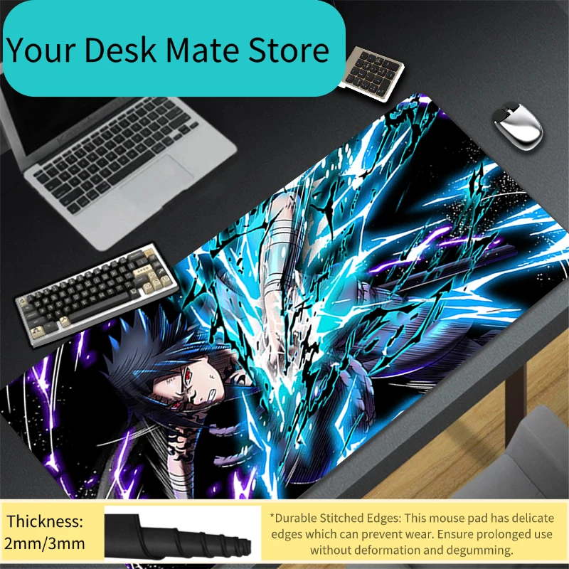 Tapis de Souris Anime Naruto pour Gamer, Tapis de Clavier, Tapis de Bureau en Caoutchouc, Tapis de Souris Gaming Personnalisé pour Ordinateur Portable