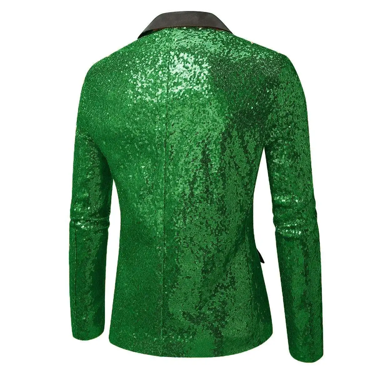 

Стильные зеленые мужские пиджаки, однобортная куртка с черным воротником, идеально подходит для вечеринок/сценических выступлений, мужское красное модное пальто