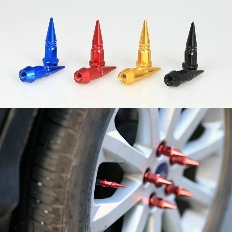 4PCS Bullet shaped car tyre valve cover Aluminium alloy tip car shape Motorcycle universal dust valve cover Car exterior parts