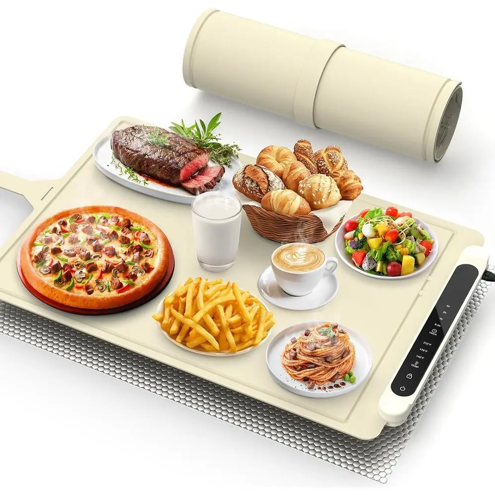 

Adjustable Silicone Electric Warming Tray - Portable Hot Plates for Kitchen, Travel, and Party Ideas