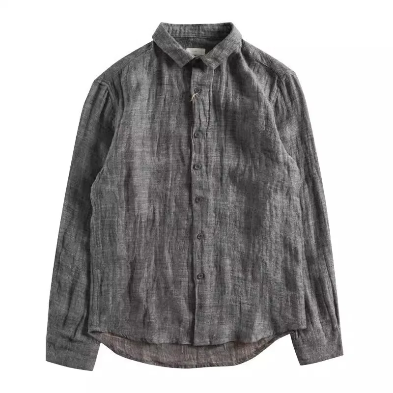 Свободный крой Long Sve, хлопок и лен, мужской модный брендовый весенне-осенний большой размер 36, модный топ, повседневная одежда