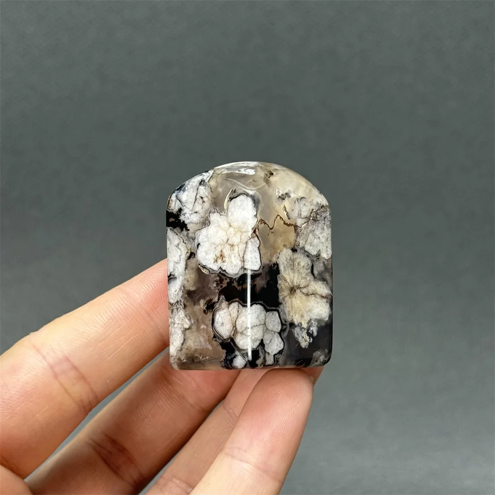 Natural Crystal Black Cherry Blossom Agate Free Form Stone Palm Quartz Mineral Polyhedron Crafts Home Decoration