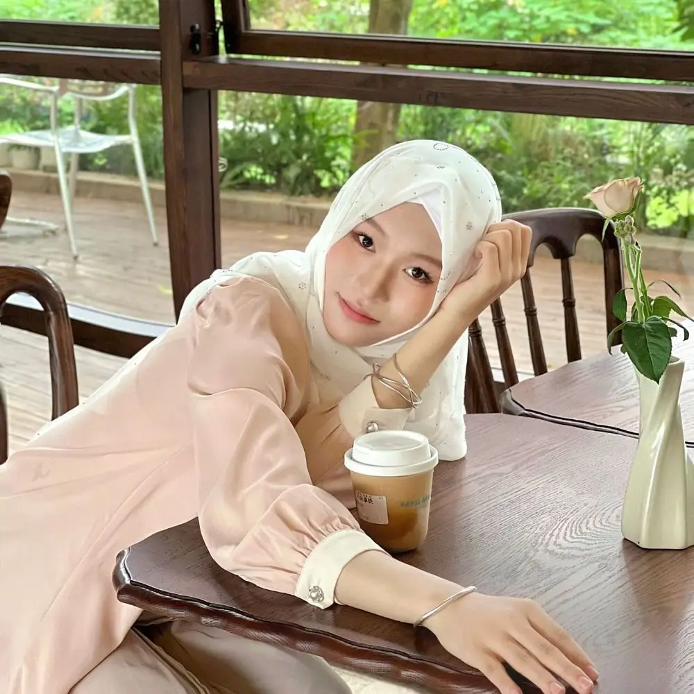 

Fashion Elegant Turban Headband Ethnic Soft Crystal Chiffon Hijab Solid Color Headscarf Hijab Shawls Lady