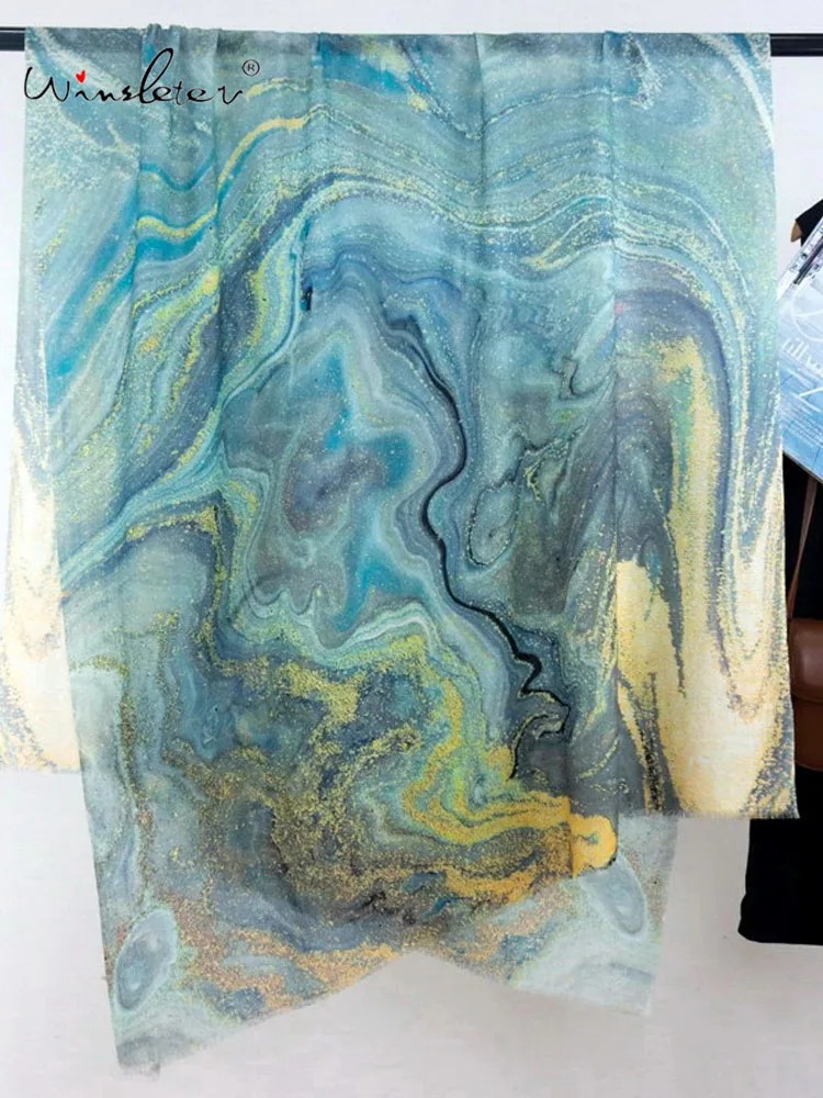 

Winsleter-Women 100%Wool Elegant Long Scarf, 200*100CM Printed, Mom Gifts Casual Comfortable Shawl Scarves, 2025 Autumn A59273CC