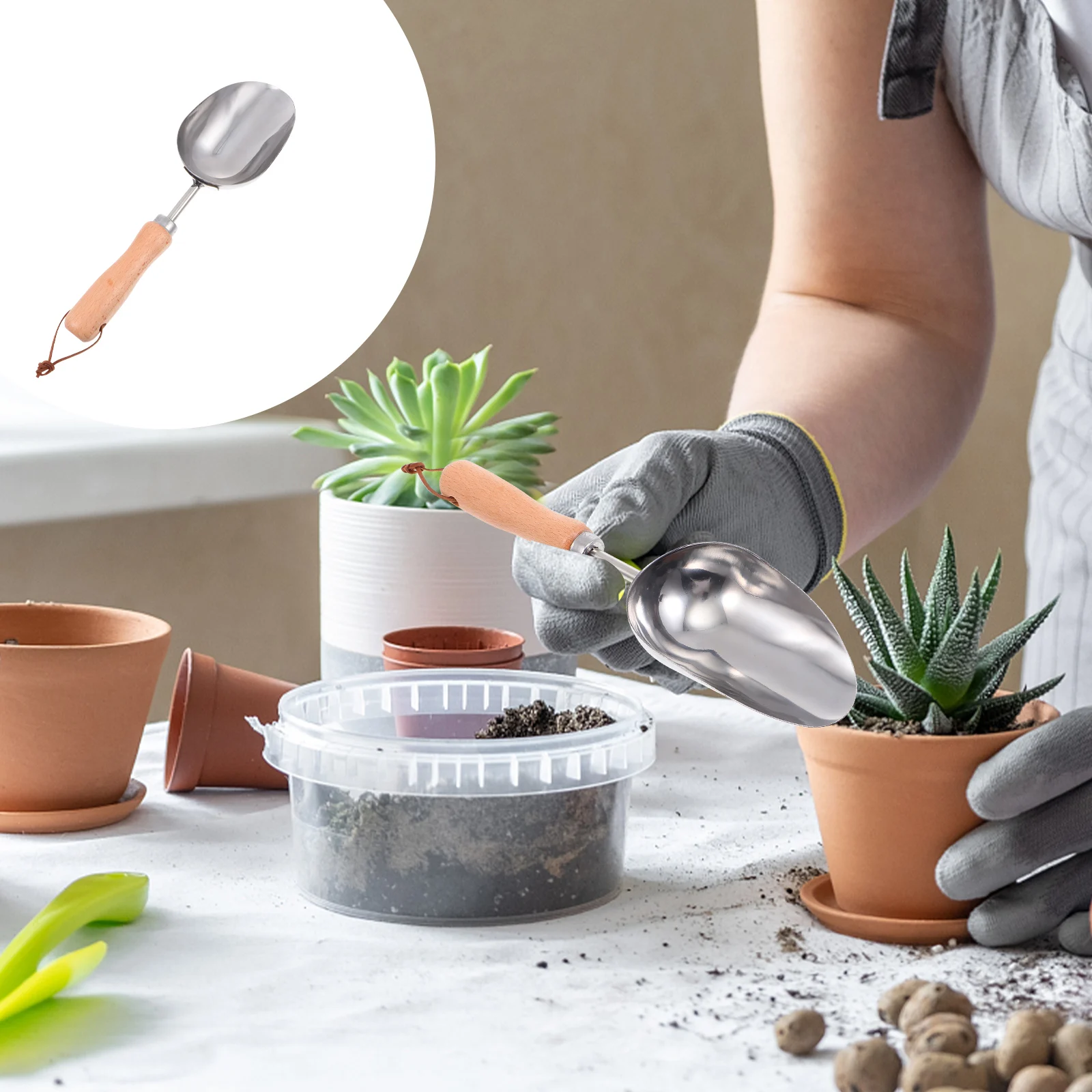 

1pc Garden Tool Stainless Steel Durable Gardening Small Shovel Soil Dig Planting Weeding Tool Ergonomic Handle Outdoor Use Hand