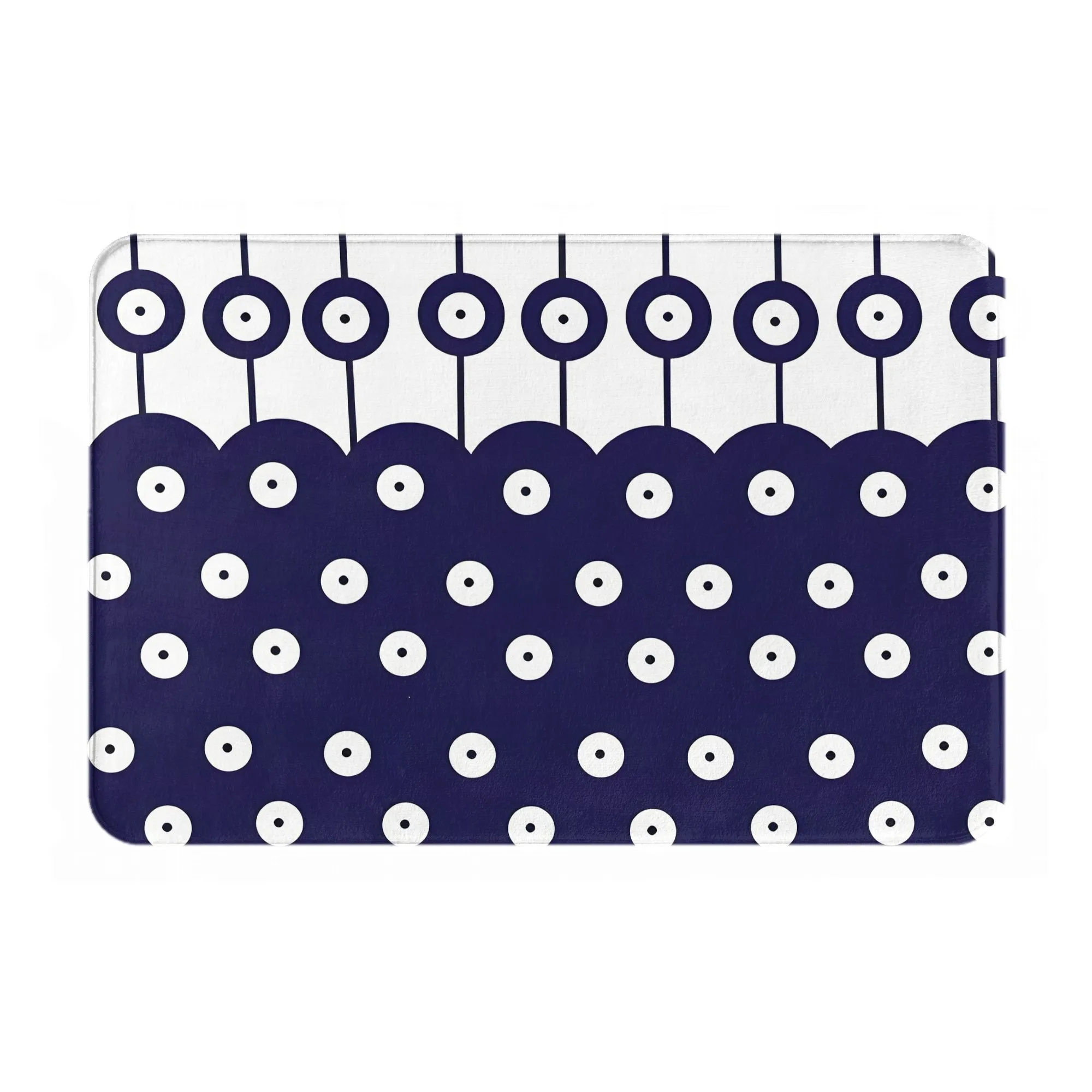 Evil Eye Turkish Pattern Bath Mat Polyester Non-Slip Scalloped Door Rug for Bathroom