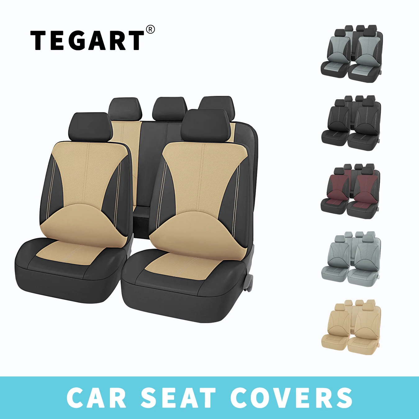 

Universal Full-Wrapped Leatherette Car Seat Cover Set Breathable Auto Seat Cushion Compatible with Airbag